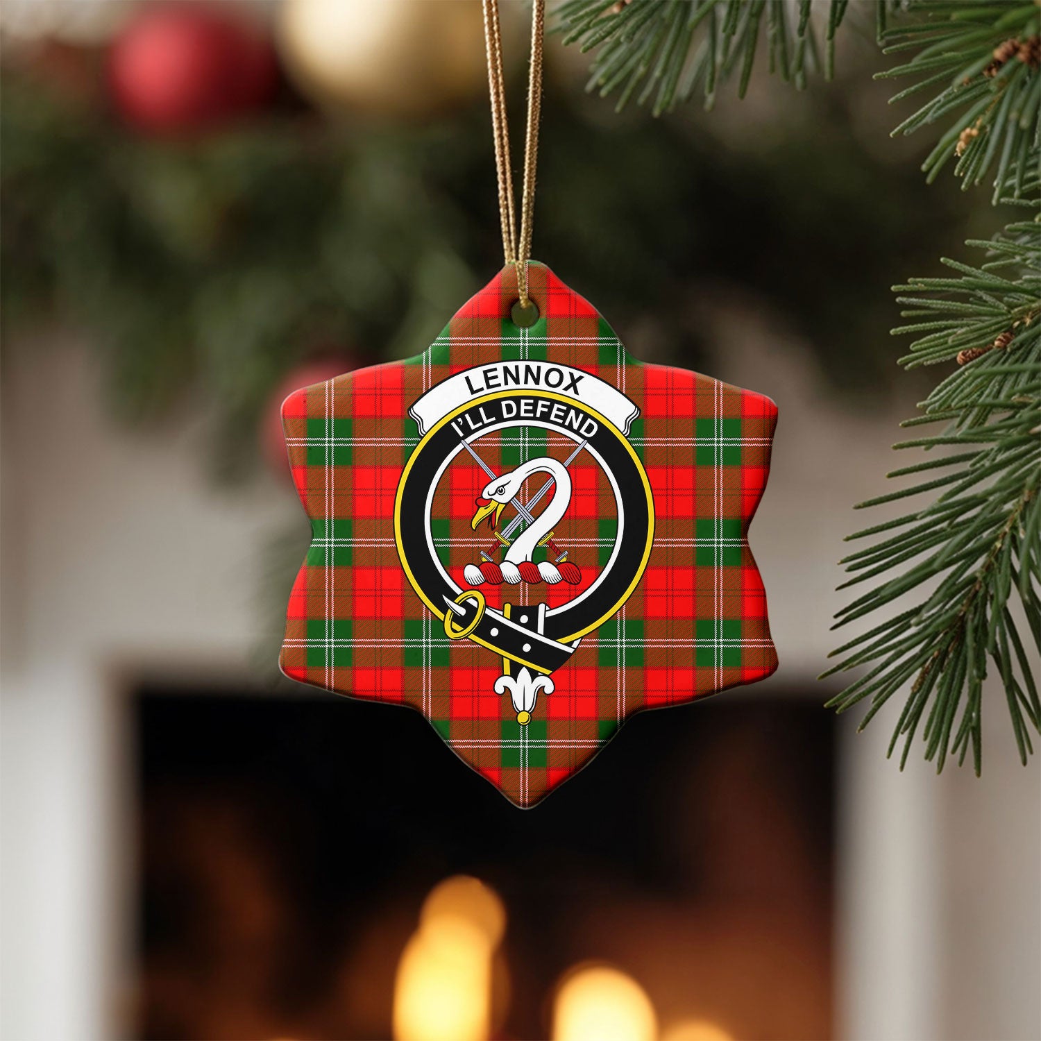 Lennox Tartan Crest Christmas Ceramic Ornament