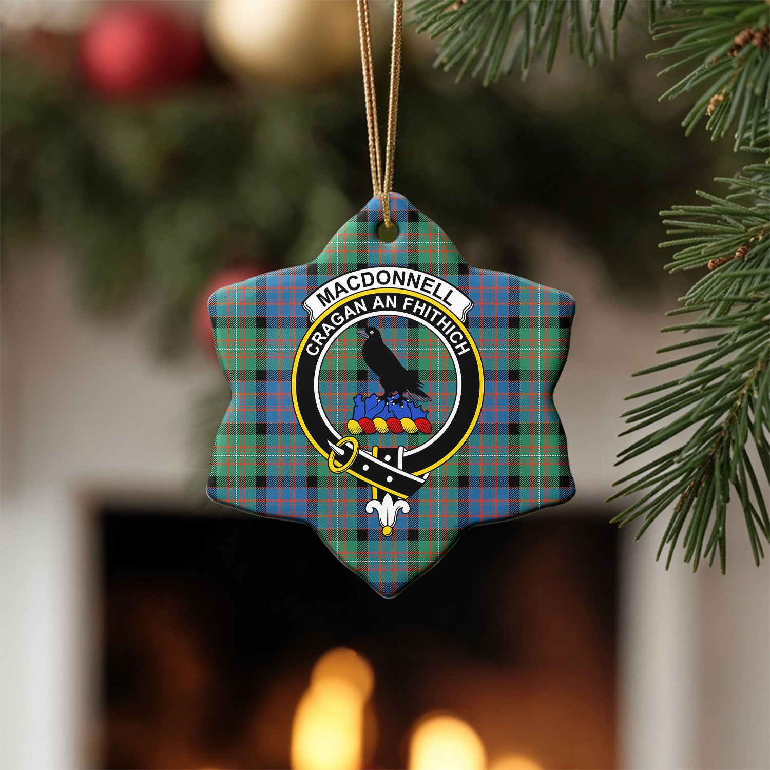 MacDonnell of Glengarry Ancient Tartan Crest Christmas Ceramic Ornament