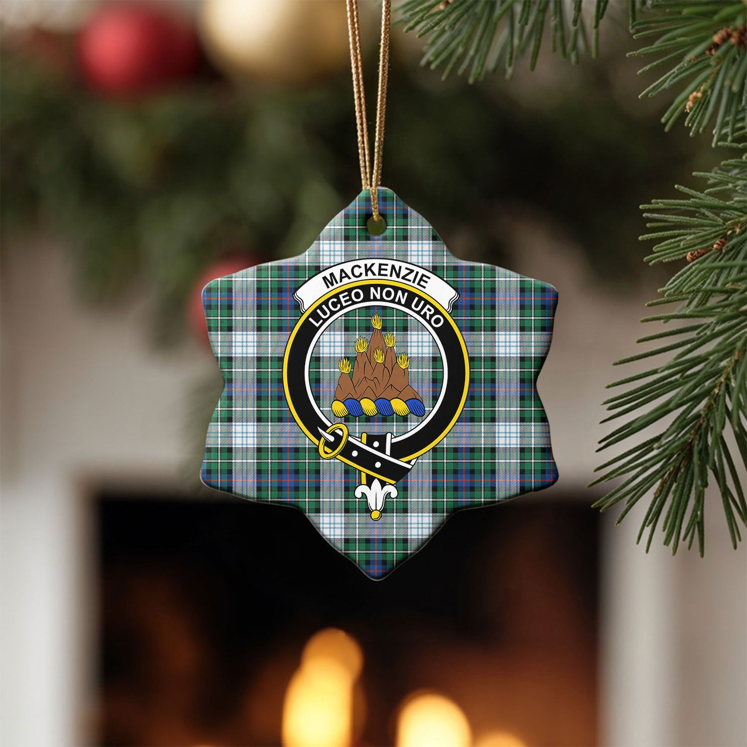MacKenzie Dress Ancient Tartan Crest Christmas Ceramic Ornament
