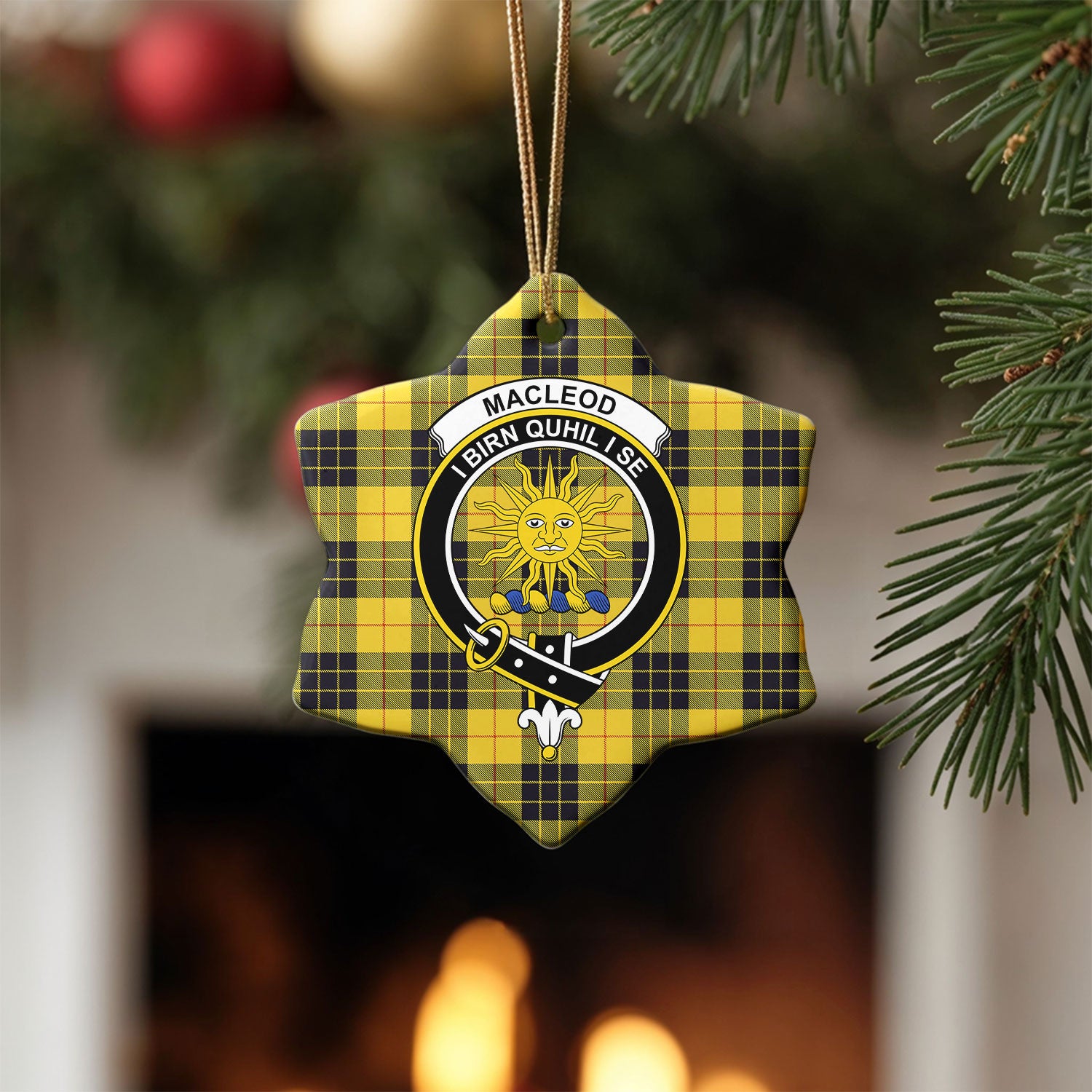 MacLeod of Lewis Ancient Tartan Crest Christmas Ceramic Ornament