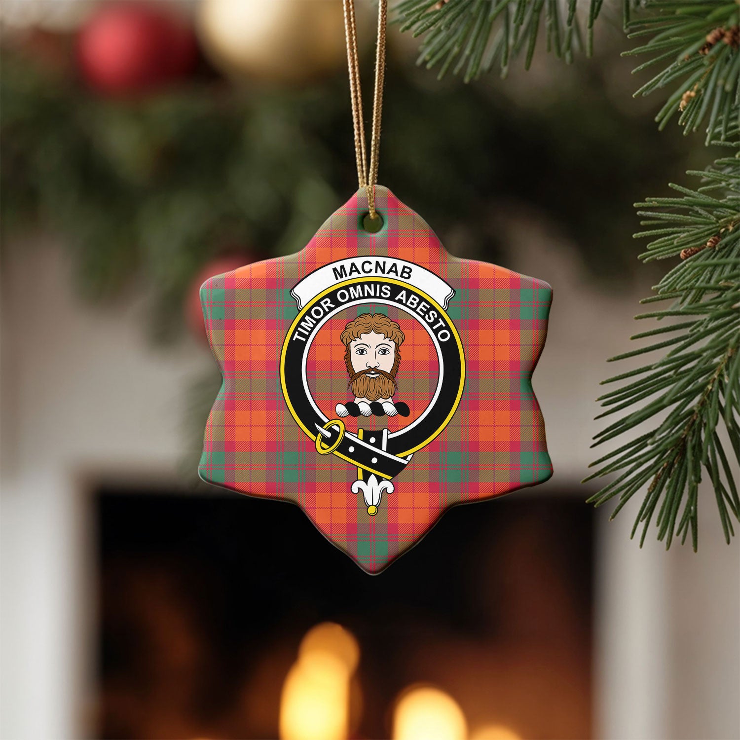 MacNab Ancient Tartan Crest Christmas Ceramic Ornament