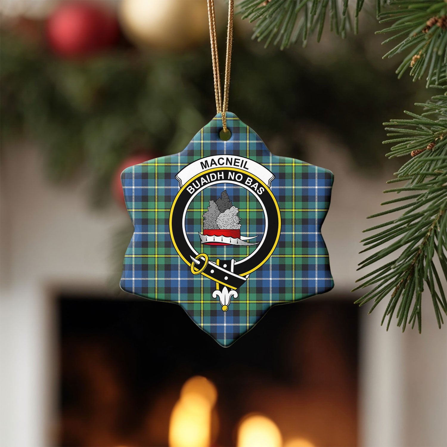 MacNeil of Barra Ancient Tartan Crest Christmas Ceramic Ornament