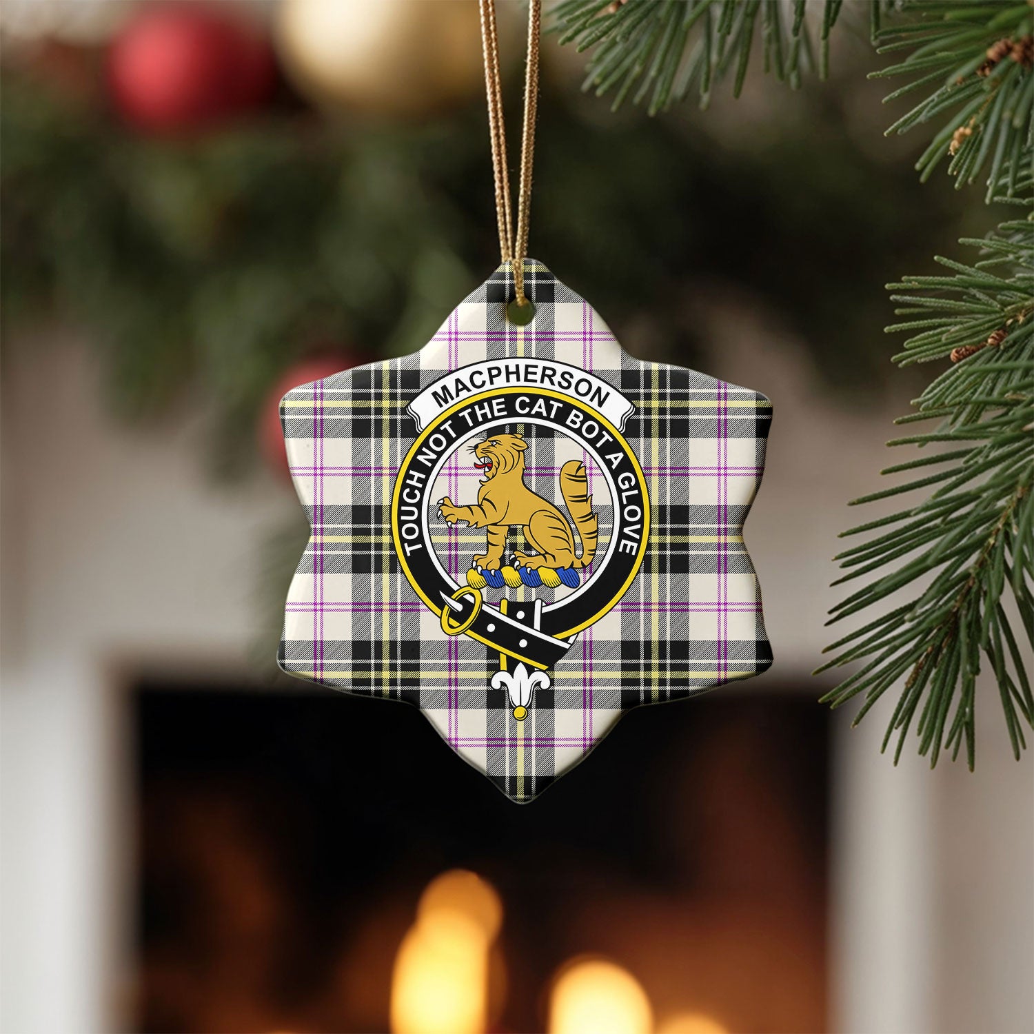MacPherson Dress Ancient Tartan Crest Christmas Ceramic Ornament