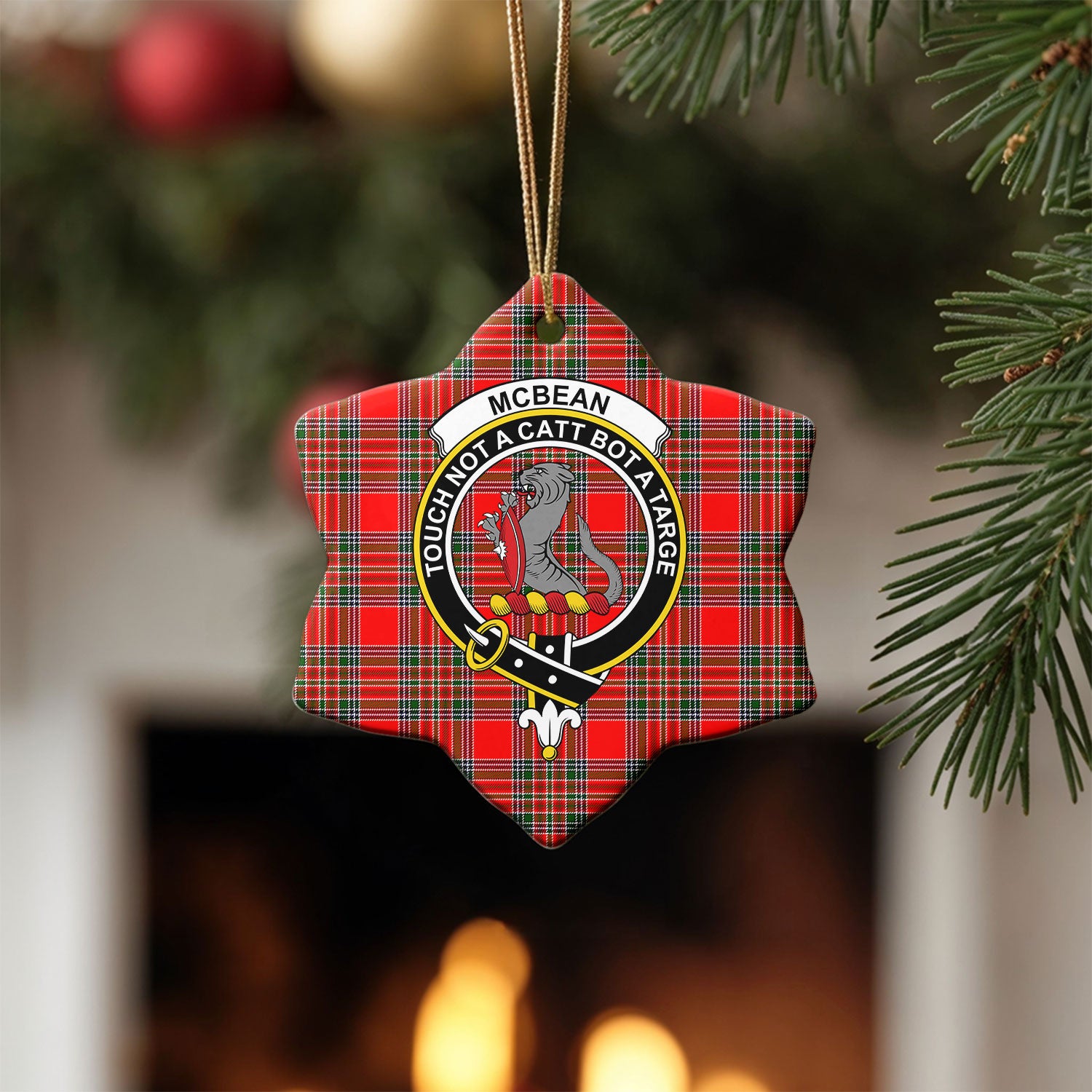 McBean Tartan Crest Christmas Ceramic Ornament