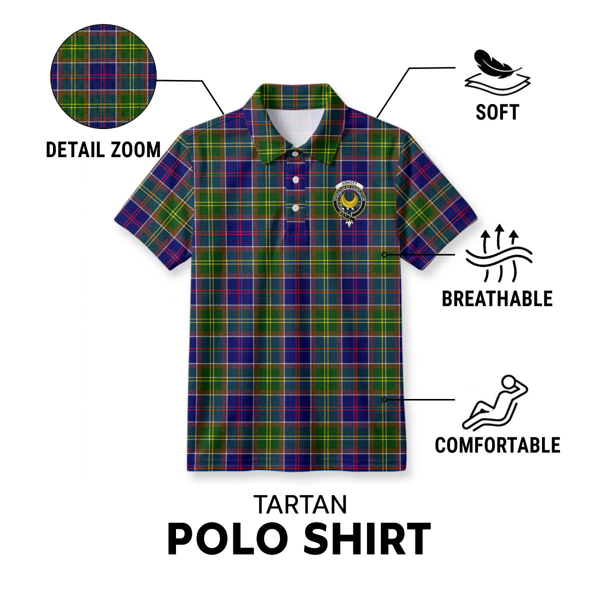 Arnott Tartan Crest Birdseye Mesh Polo Shirt