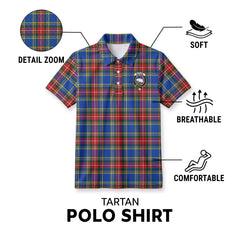 Bethune Modern Tartan Crest Birdseye Mesh Polo Shirt