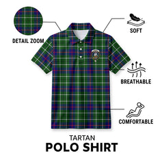 Duncan Modern Tartan Crest Birdseye Mesh Polo Shirt