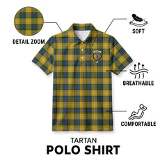Fraser (of Lovat) Yellow Tartan Crest Birdseye Mesh Polo Shirt
