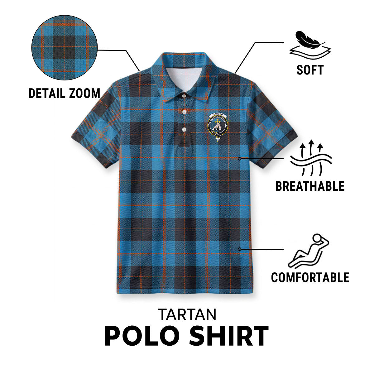Garden Tartan Crest Birdseye Mesh Polo Shirt