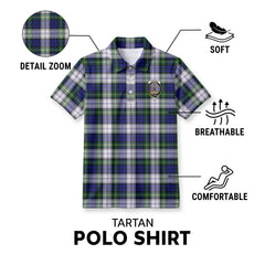 Gordon Dress Modern Tartan Crest Birdseye Mesh Polo Shirt