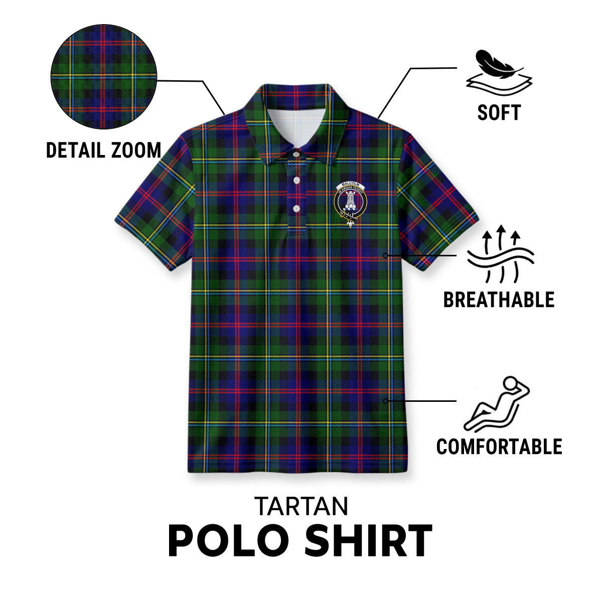 Malcolm (or MacCallum) Tartan Crest Birdseye Mesh Polo Shirt