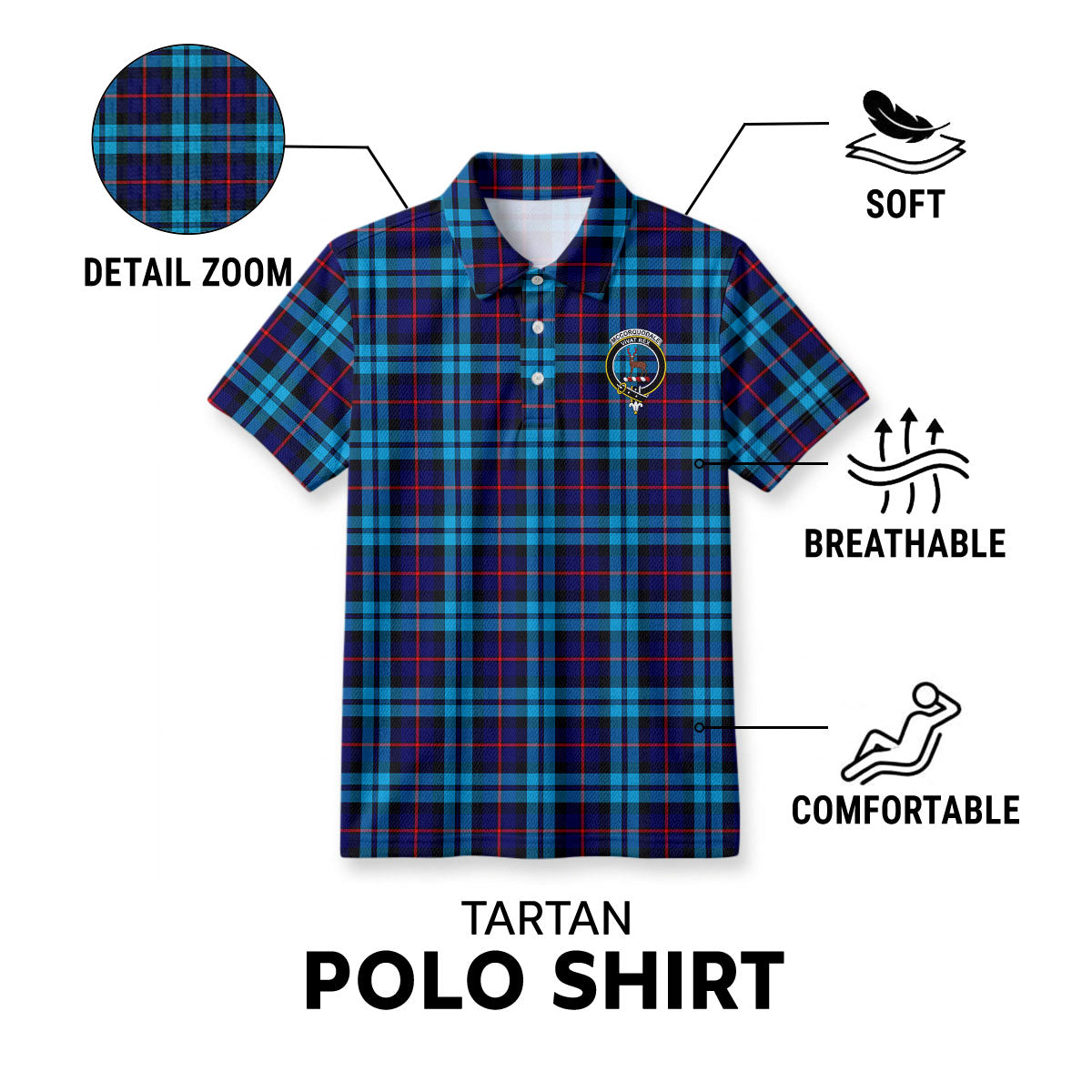 McCorquodale Tartan Crest Birdseye Mesh Polo Shirt