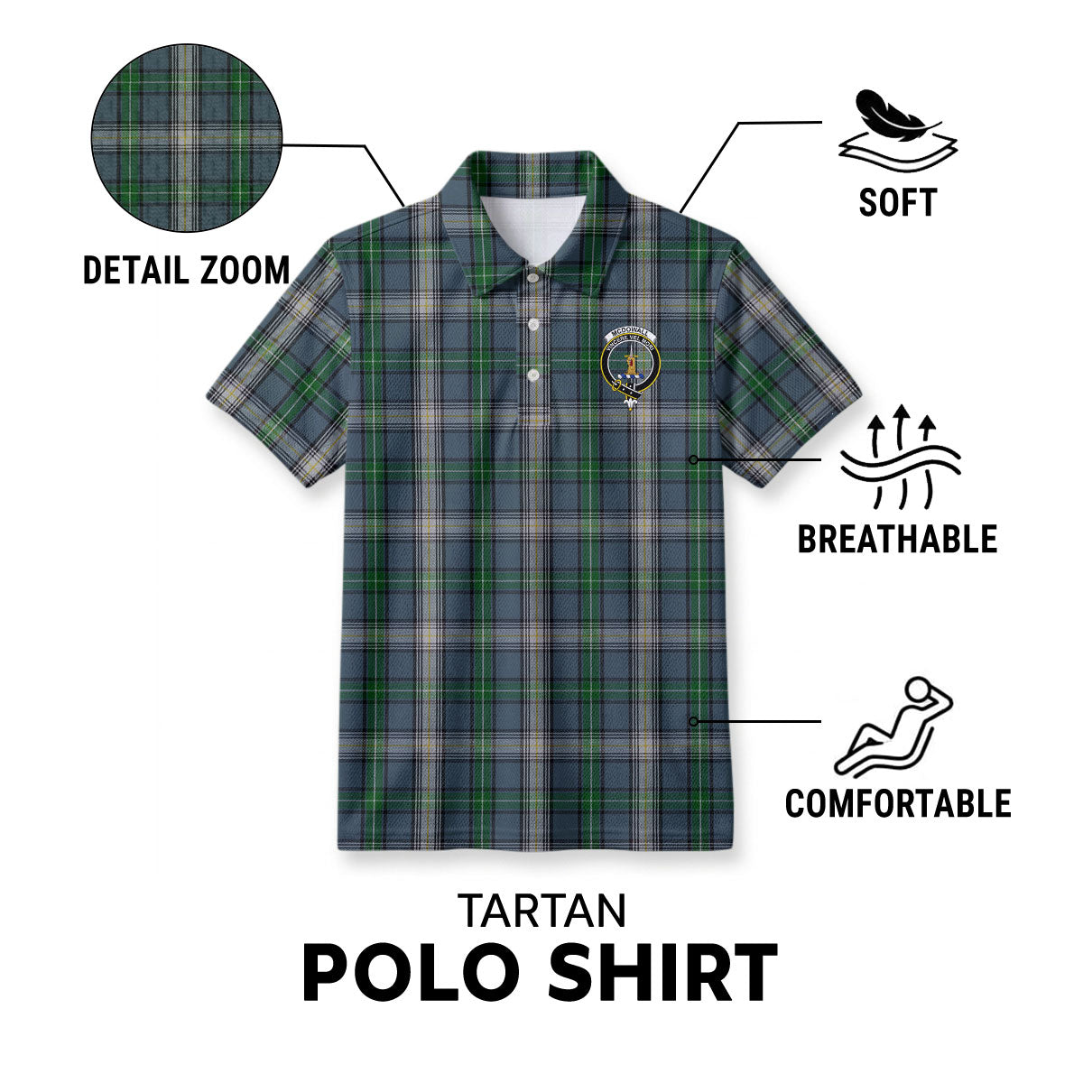 McDowall Tartan Crest Birdseye Mesh Polo Shirt