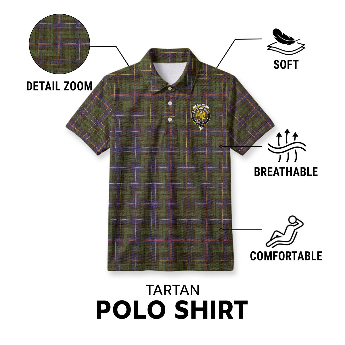 McVicker Tartan Crest Birdseye Mesh Polo Shirt