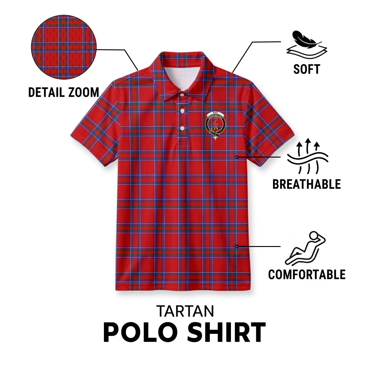 Rait Tartan Crest Birdseye Mesh Polo Shirt
