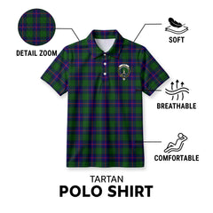 Shaw Modern Tartan Crest Birdseye Mesh Polo Shirt