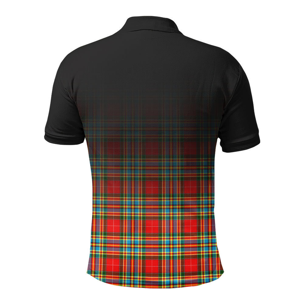 Chattan Tartan Crest Polo Shirt - Thistle Black Style