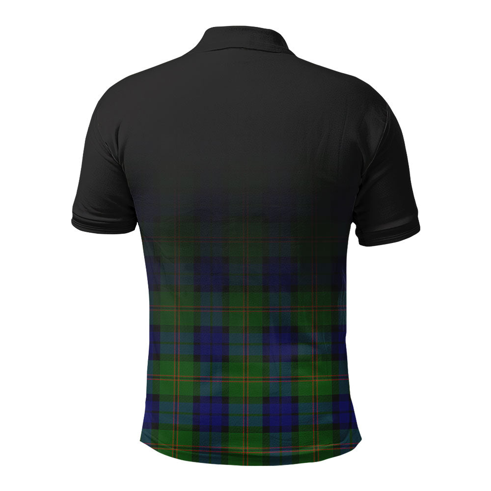 Dundas Modern Tartan Crest Polo Shirt - Thistle Black Style