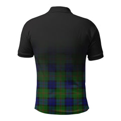 Dundas Modern Tartan Crest Polo Shirt - Thistle Black Style