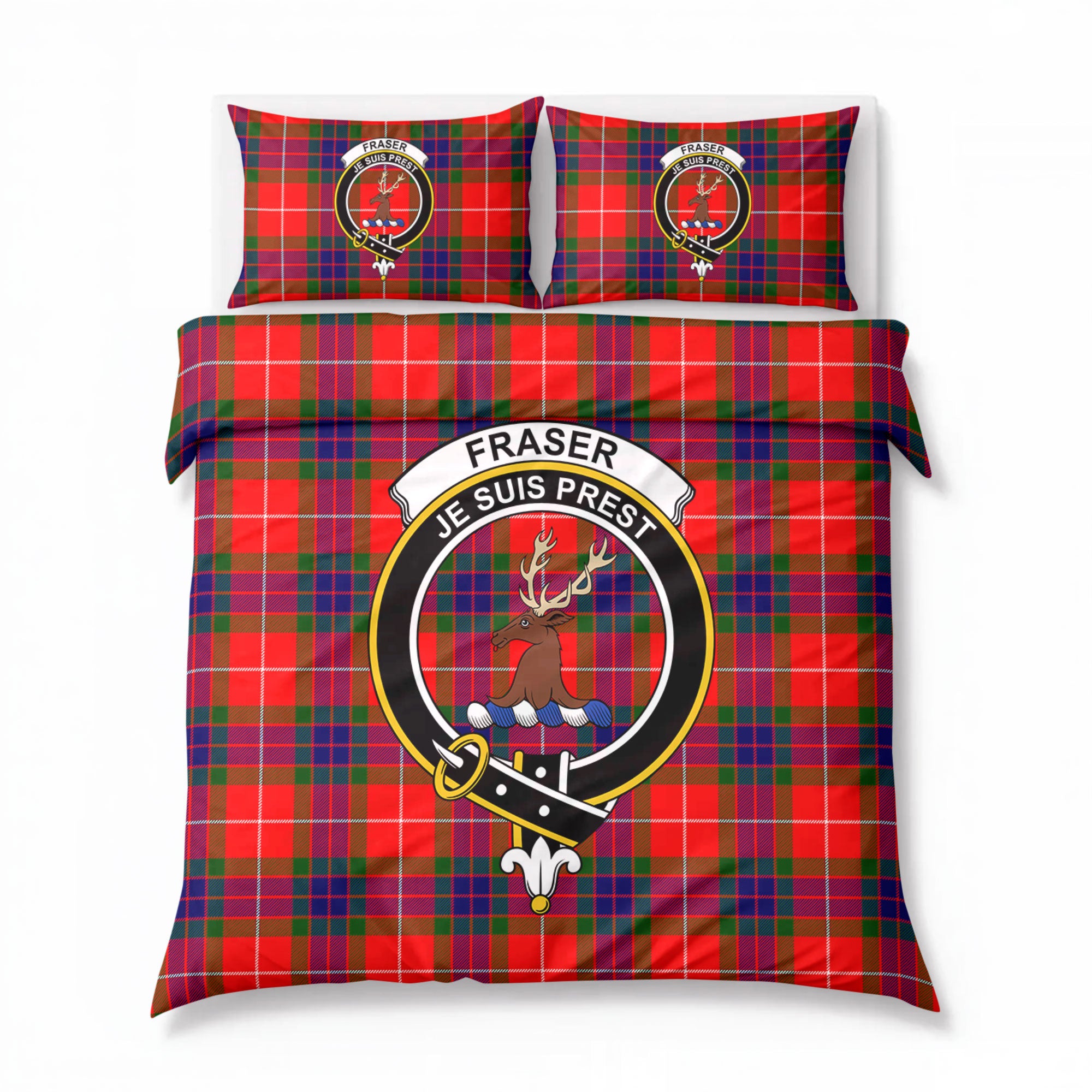 Fraser (of Lovat) Modern Tartan Crest Bedding Set