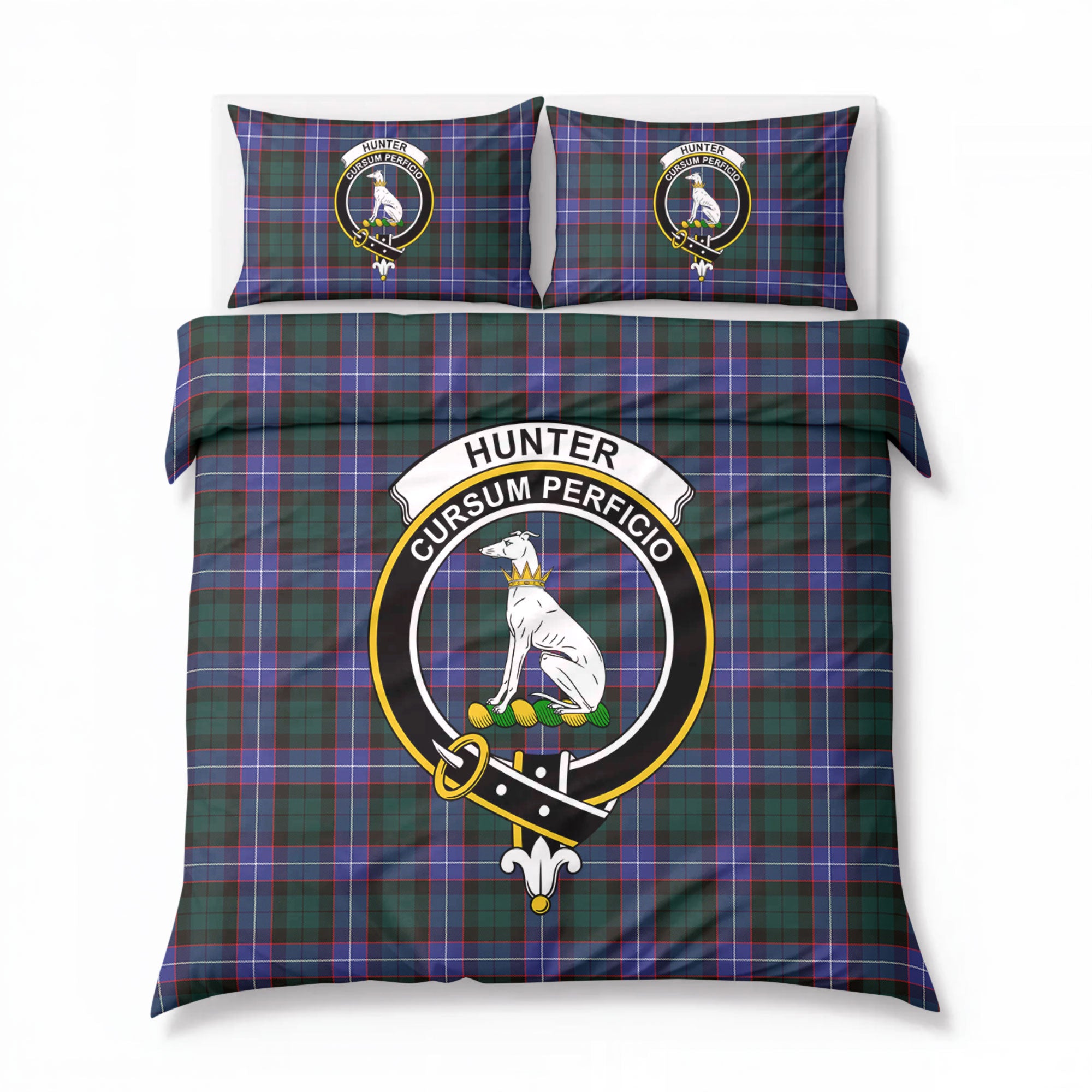 Hunter Modern Tartan Crest Bedding Set