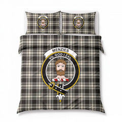 Menzies Black - White Ancient Tartan Crest Bedding Set
