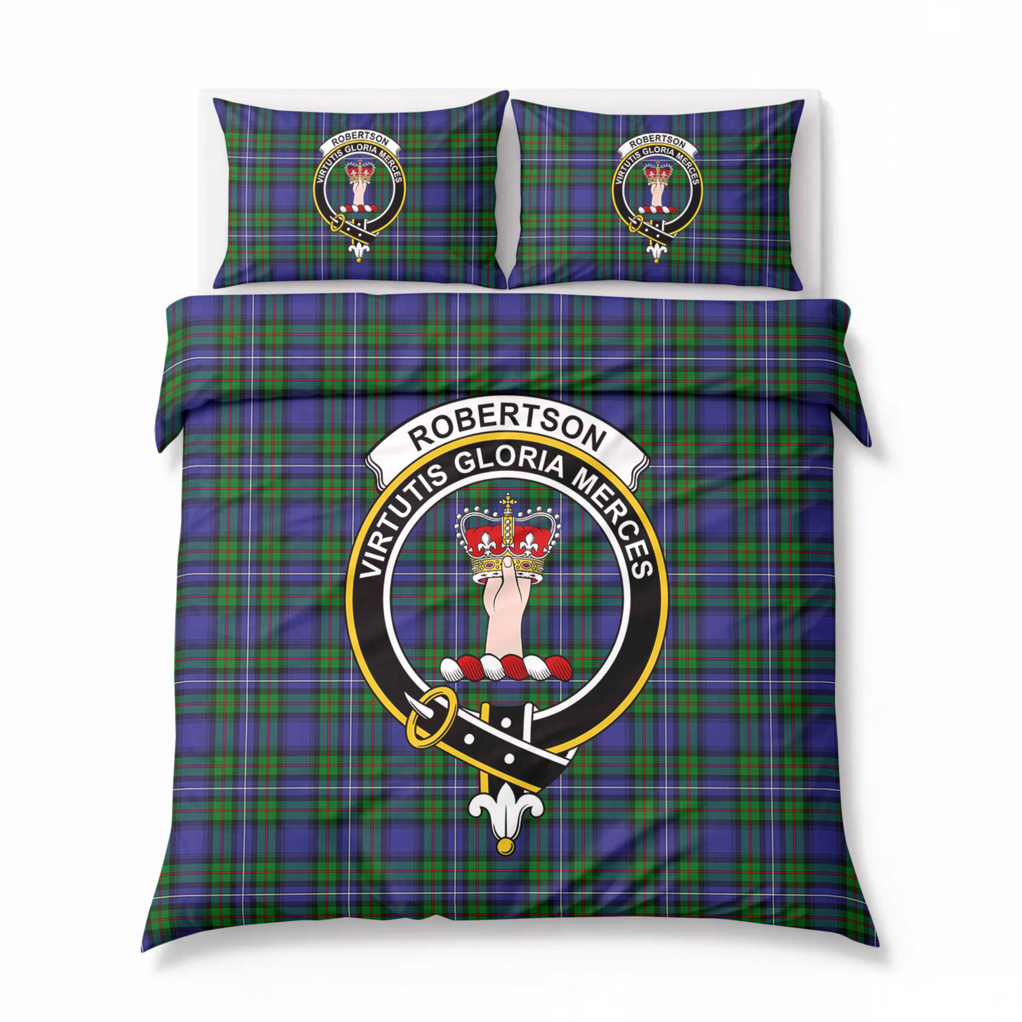Robertson Hunting Modern Tartan Crest Bedding Set
