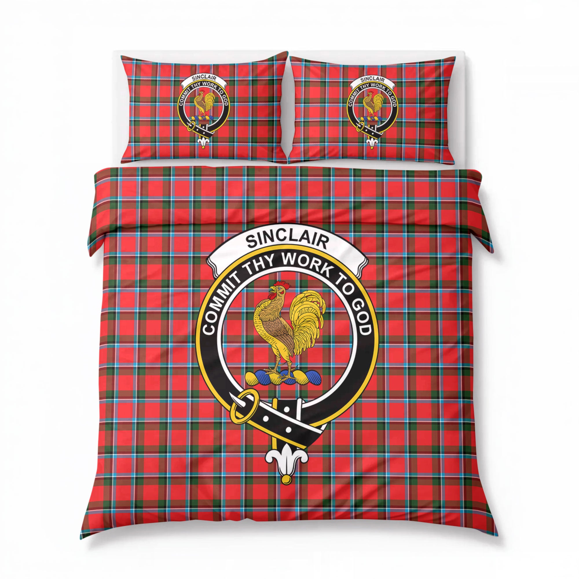 Sinclair Modern Tartan Crest Bedding Set