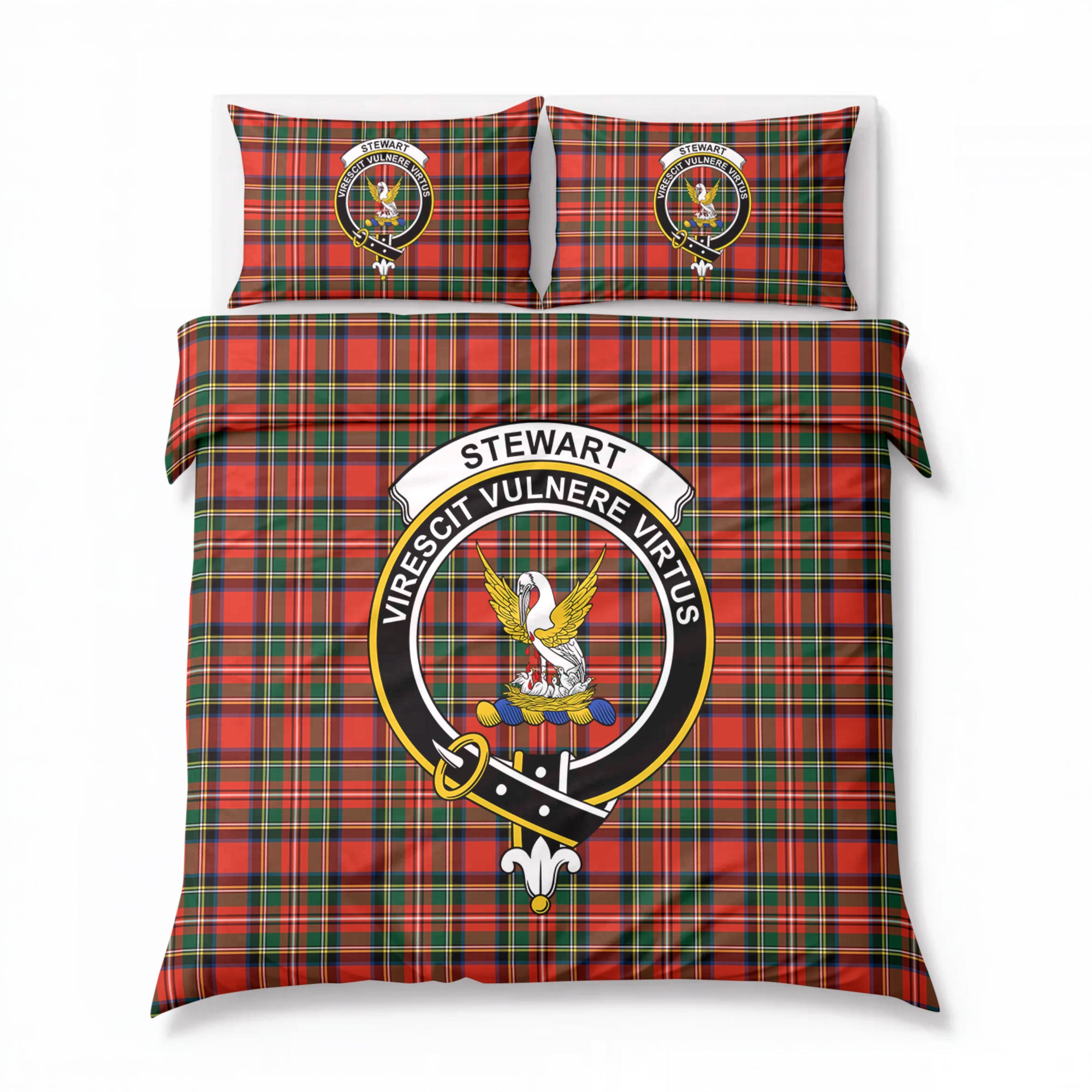 Stewart Royal Modern Tartan Crest Bedding Set