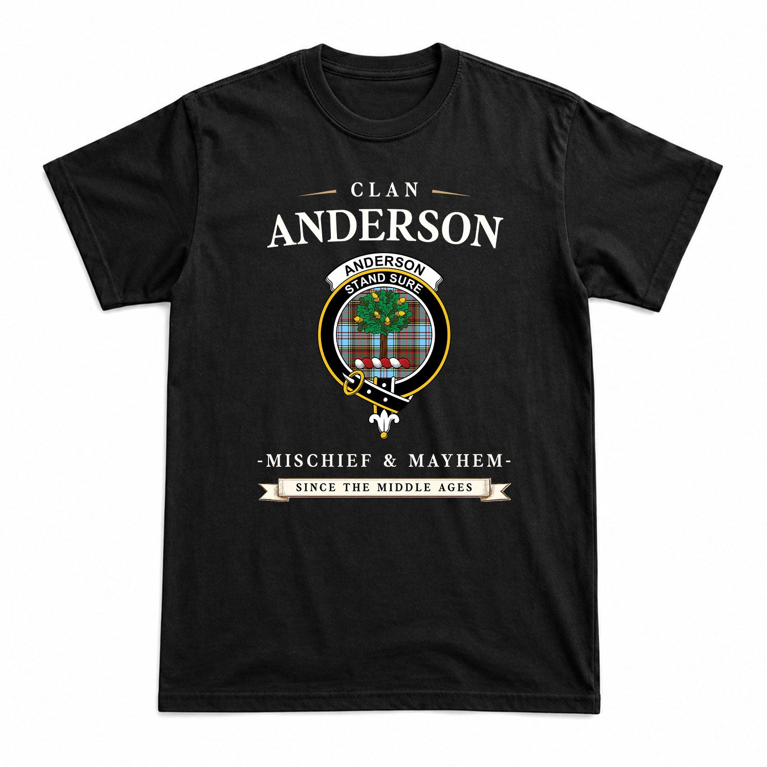 Anderson Ancient Tartan Crest Mischief and Mayhem T-shirt