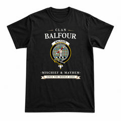 Balfour Blue Tartan Crest Mischief and Mayhem T-shirt