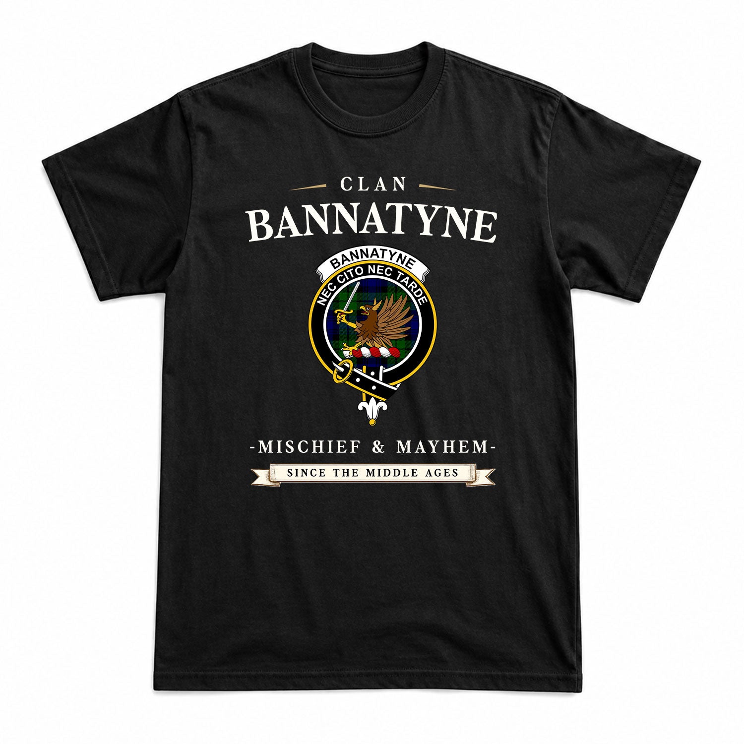 Bannatyne Tartan Crest Mischief and Mayhem T-shirt