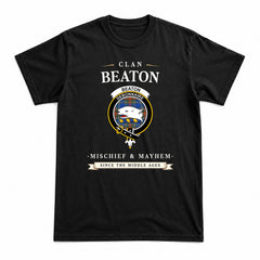 Beaton Ancient Tartan Crest Mischief and Mayhem T-shirt