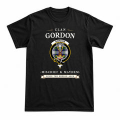 Gordon Dress Modern Tartan Crest Mischief and Mayhem T-shirt