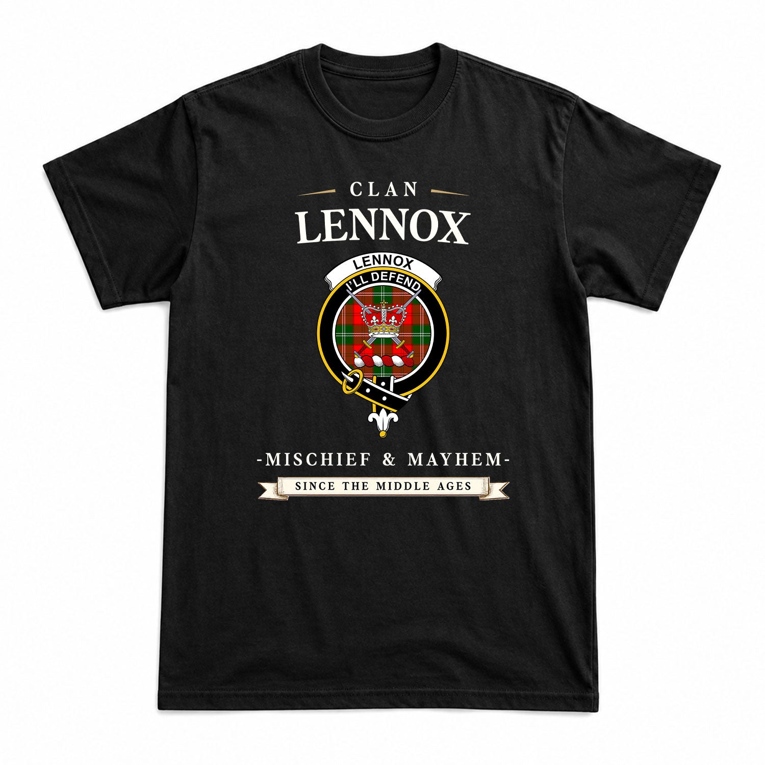 Lennox (Lennox Kincaid) Tartan Crest Mischief and Mayhem T-shirt