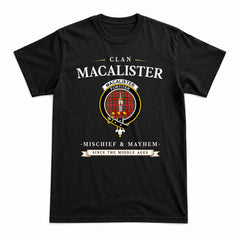 MacAlister Modern Tartan Crest Mischief and Mayhem T-shirt