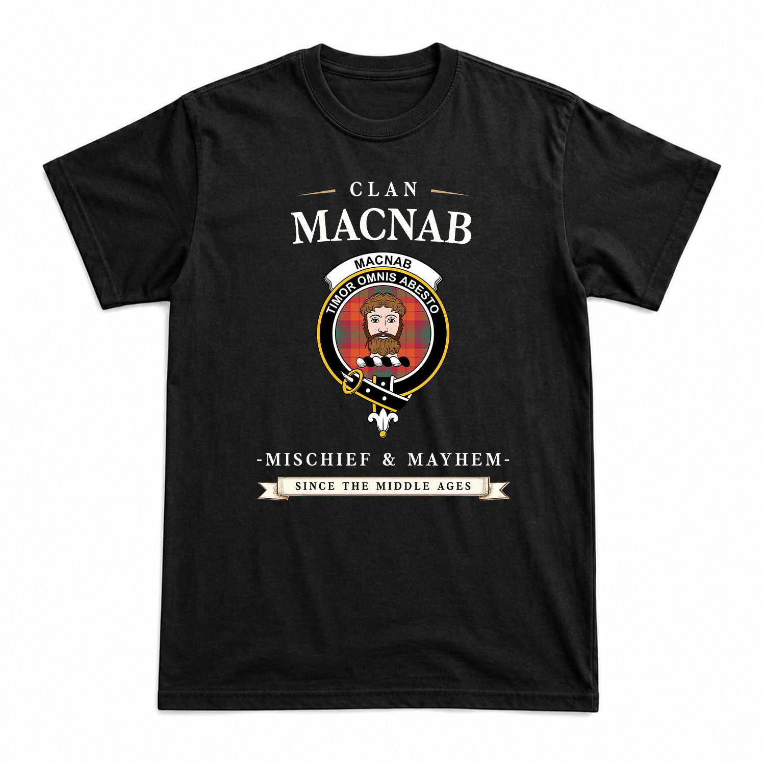MacNab Ancient Tartan Crest Mischief and Mayhem T-shirt