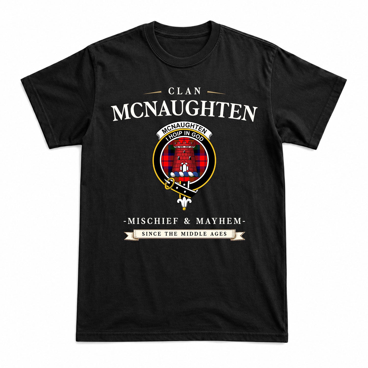 McNaughten Tartan Crest Mischief and Mayhem T-shirt