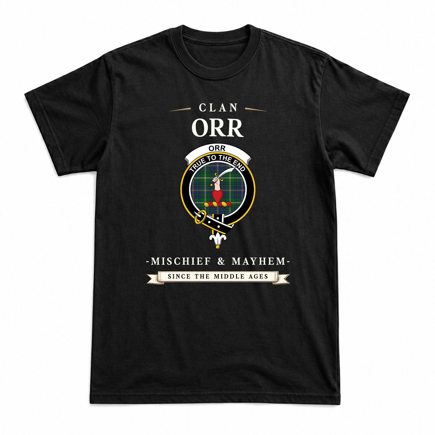 Orr Tartan Crest Mischief and Mayhem T-shirt