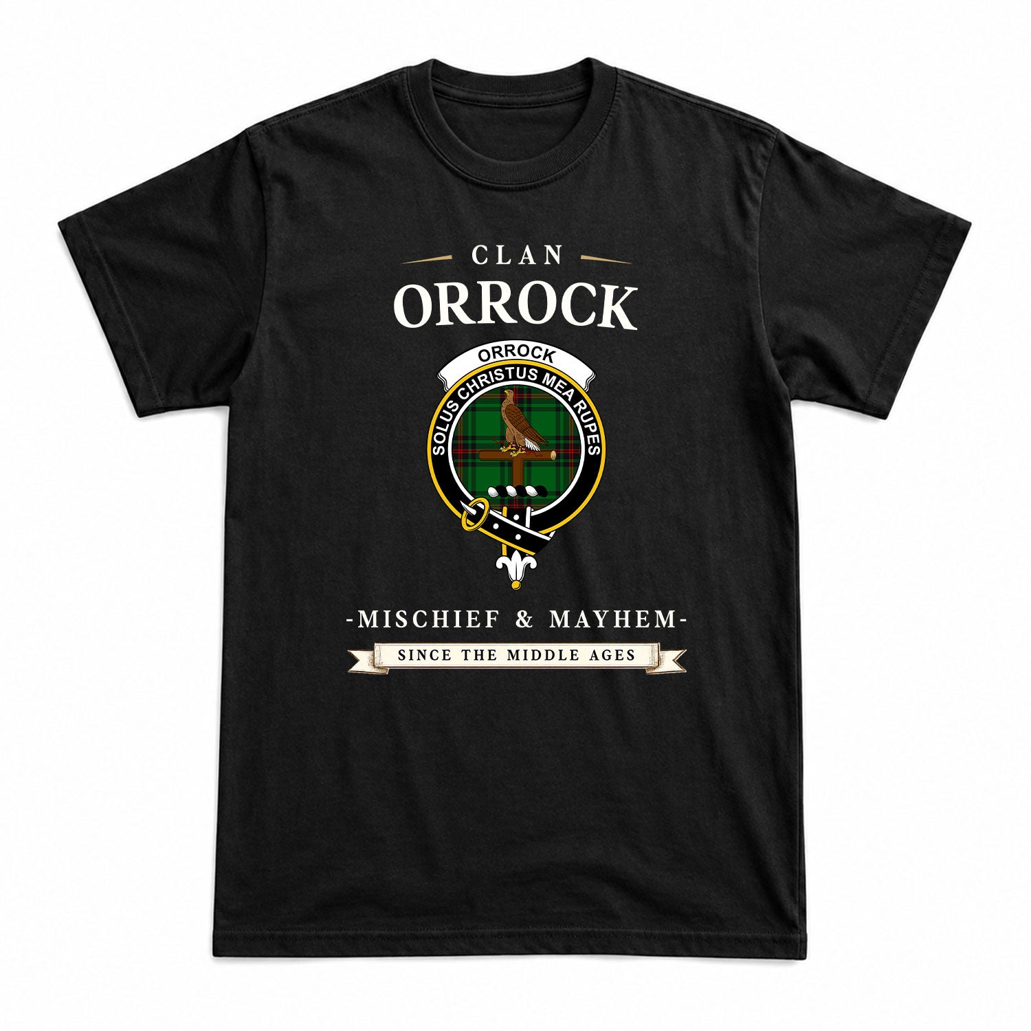 Orrock Tartan Crest Mischief and Mayhem T-shirt