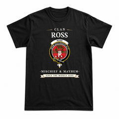 Ross Modern Tartan Crest Mischief and Mayhem T-shirt