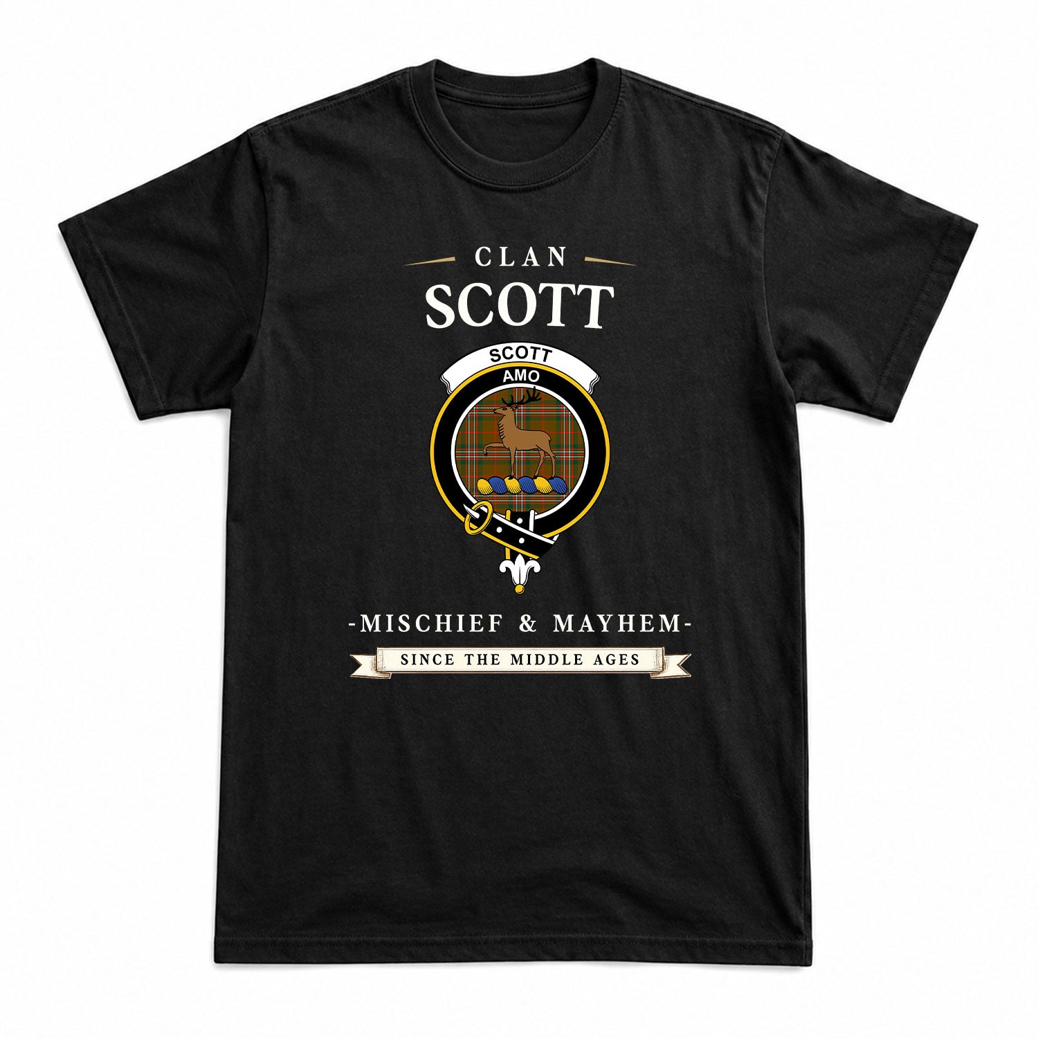 Scott Brown Modern Tartan Crest Mischief and Mayhem T-shirt