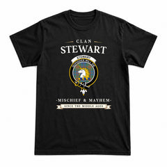 Stewart of Appin Hunting Ancient Tartan Crest Mischief and Mayhem T-shirt