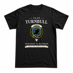 Turnbull Hunting Tartan Crest Mischief and Mayhem T-shirt