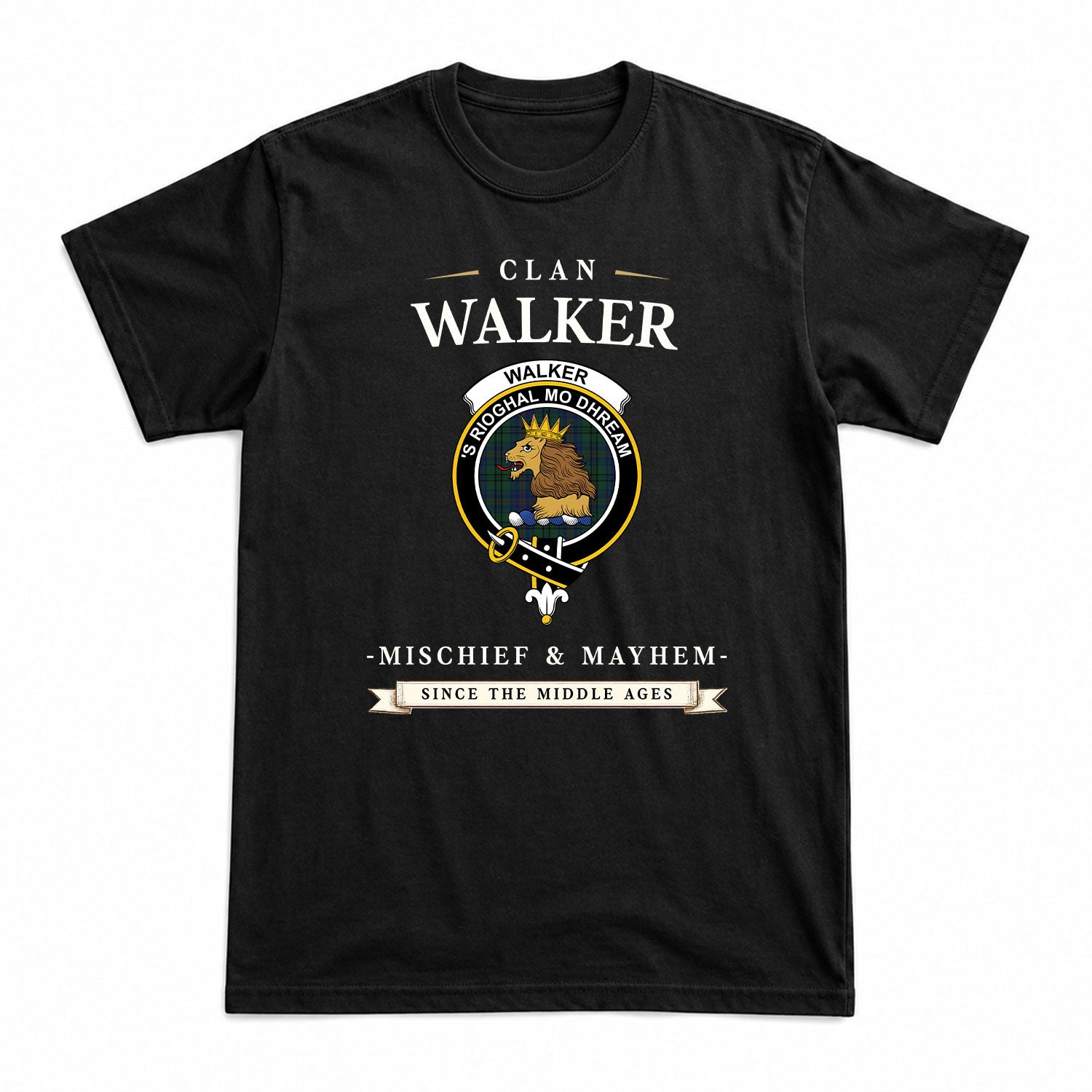 Walker Hunting Tartan Crest Mischief and Mayhem T-shirt