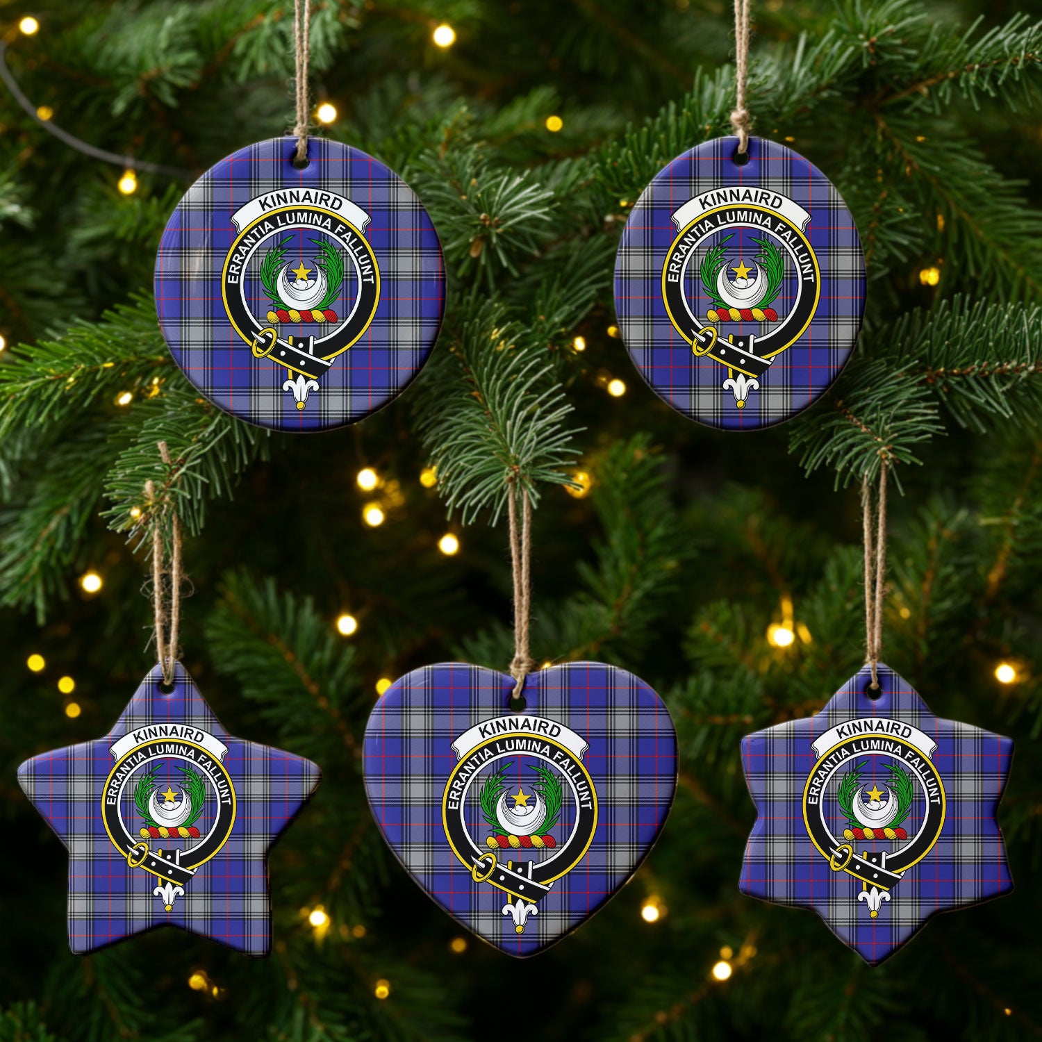 Kinnaird Tartan Crest Christmas Ceramic Ornament