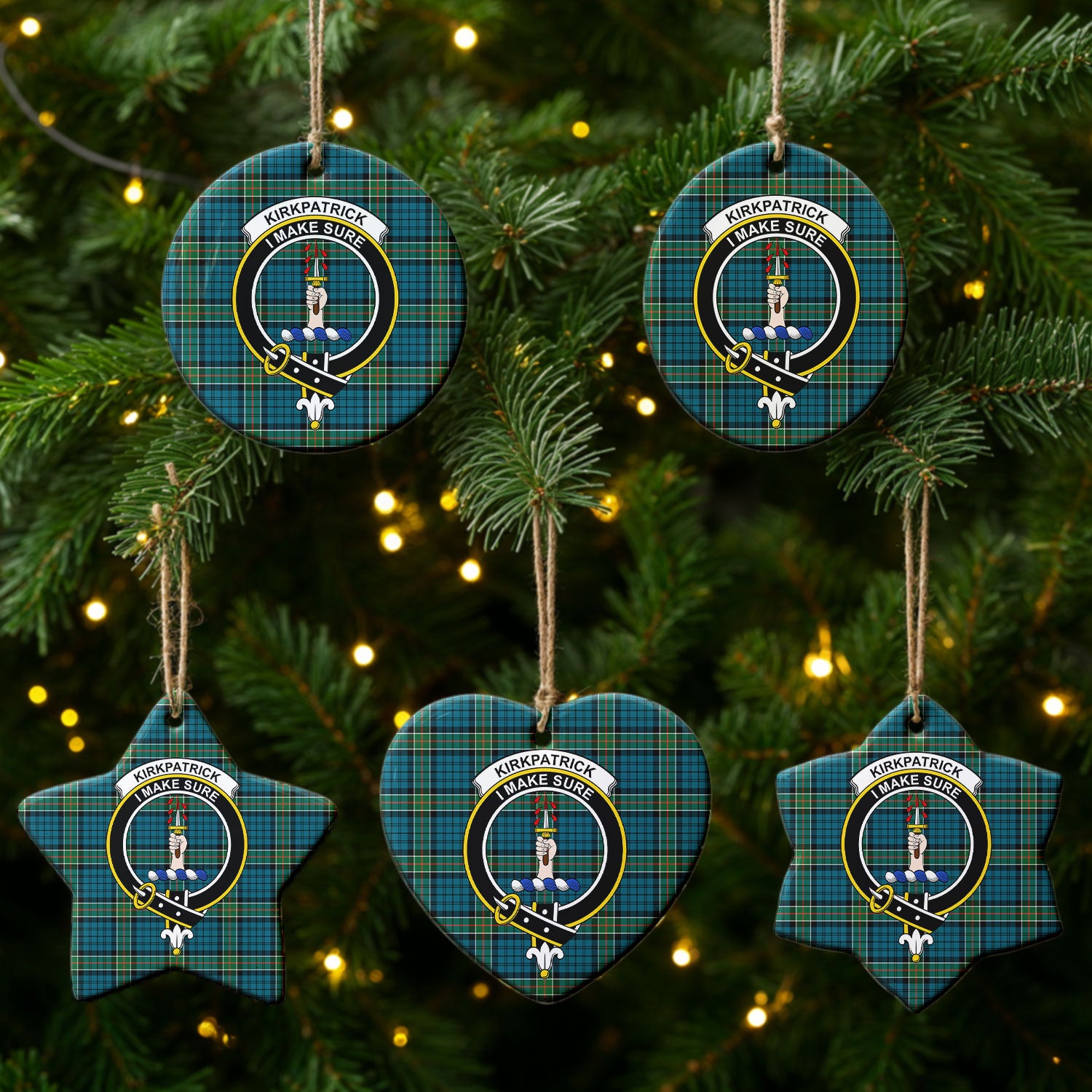 Kirkpatrick Ancient Tartan Crest Christmas Ceramic Ornament