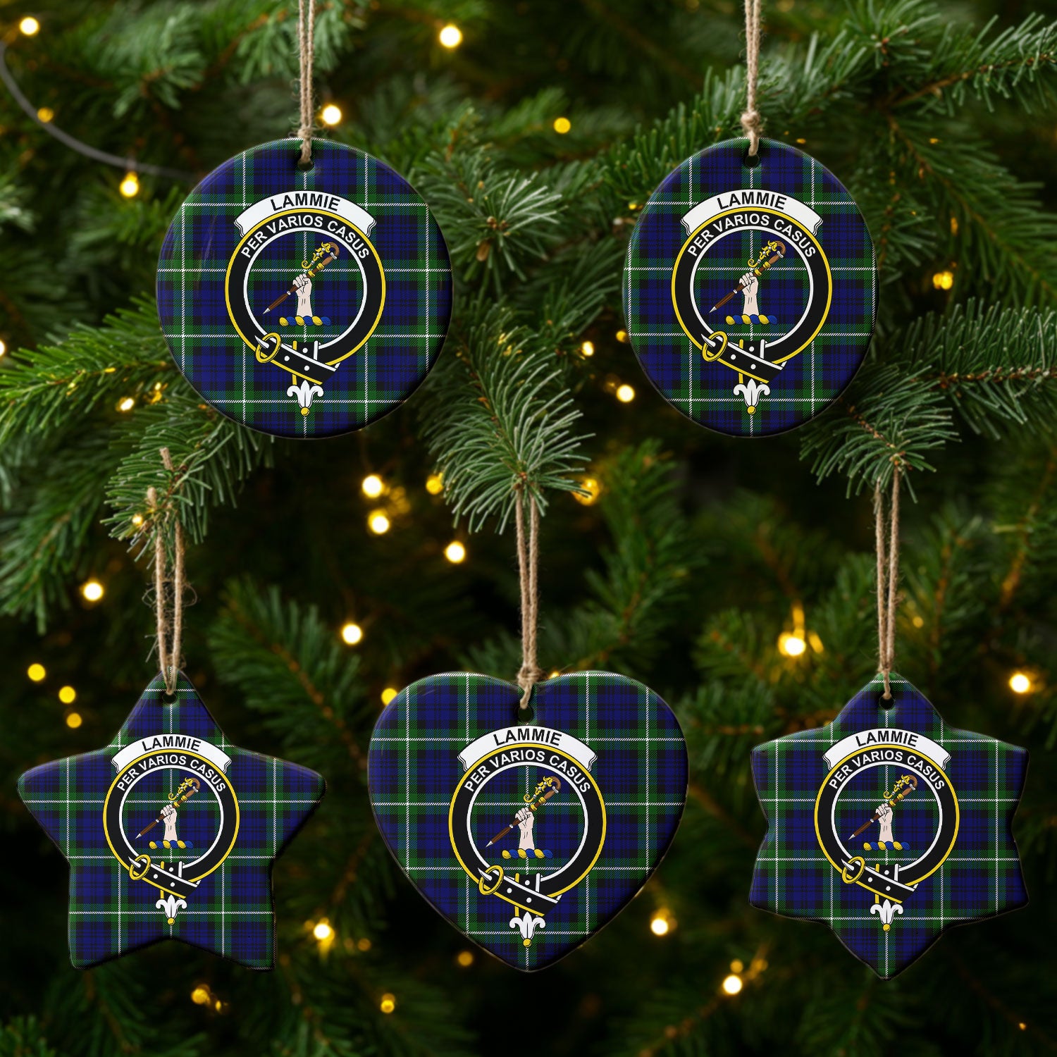 Lammie Tartan Crest Christmas Ceramic Ornament