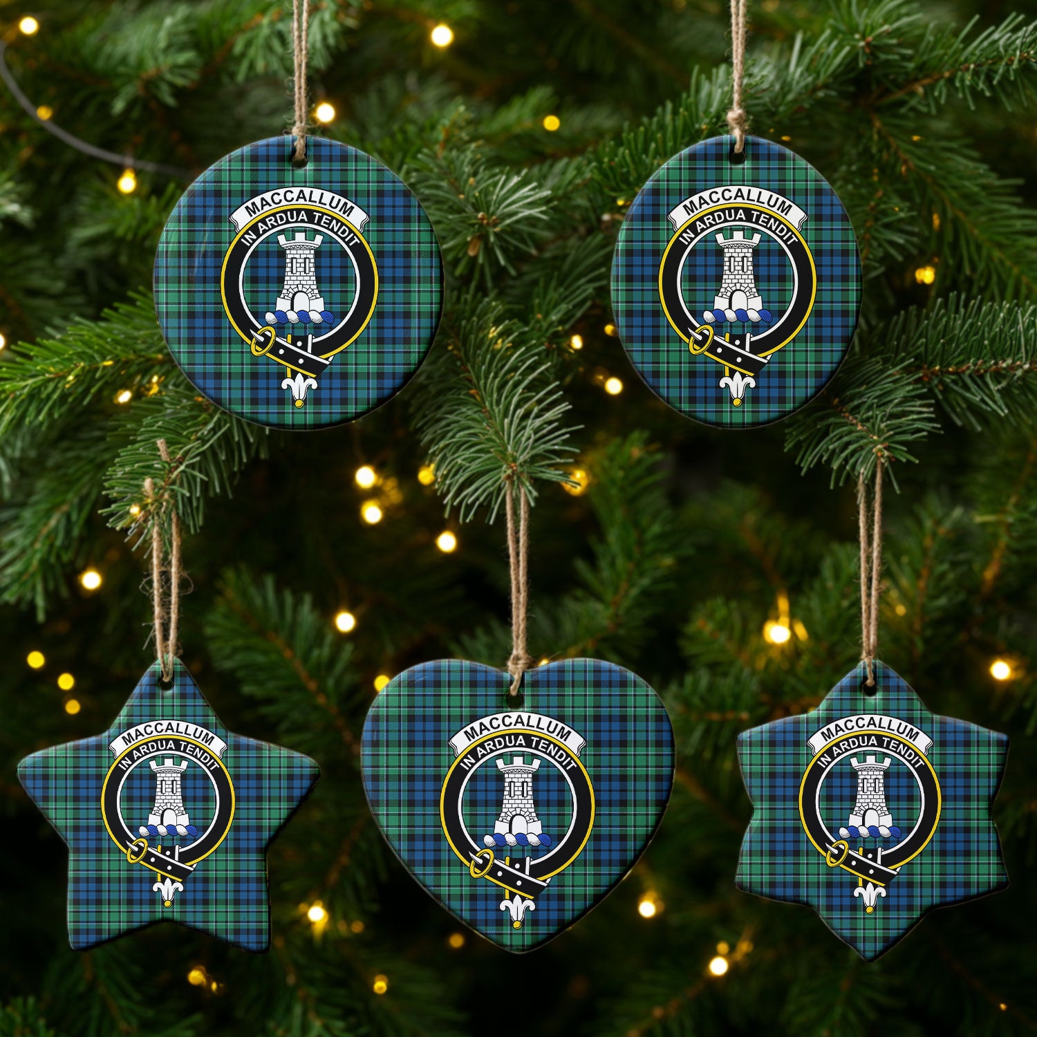 MacCallum Ancient Tartan Crest Christmas Ceramic Ornament