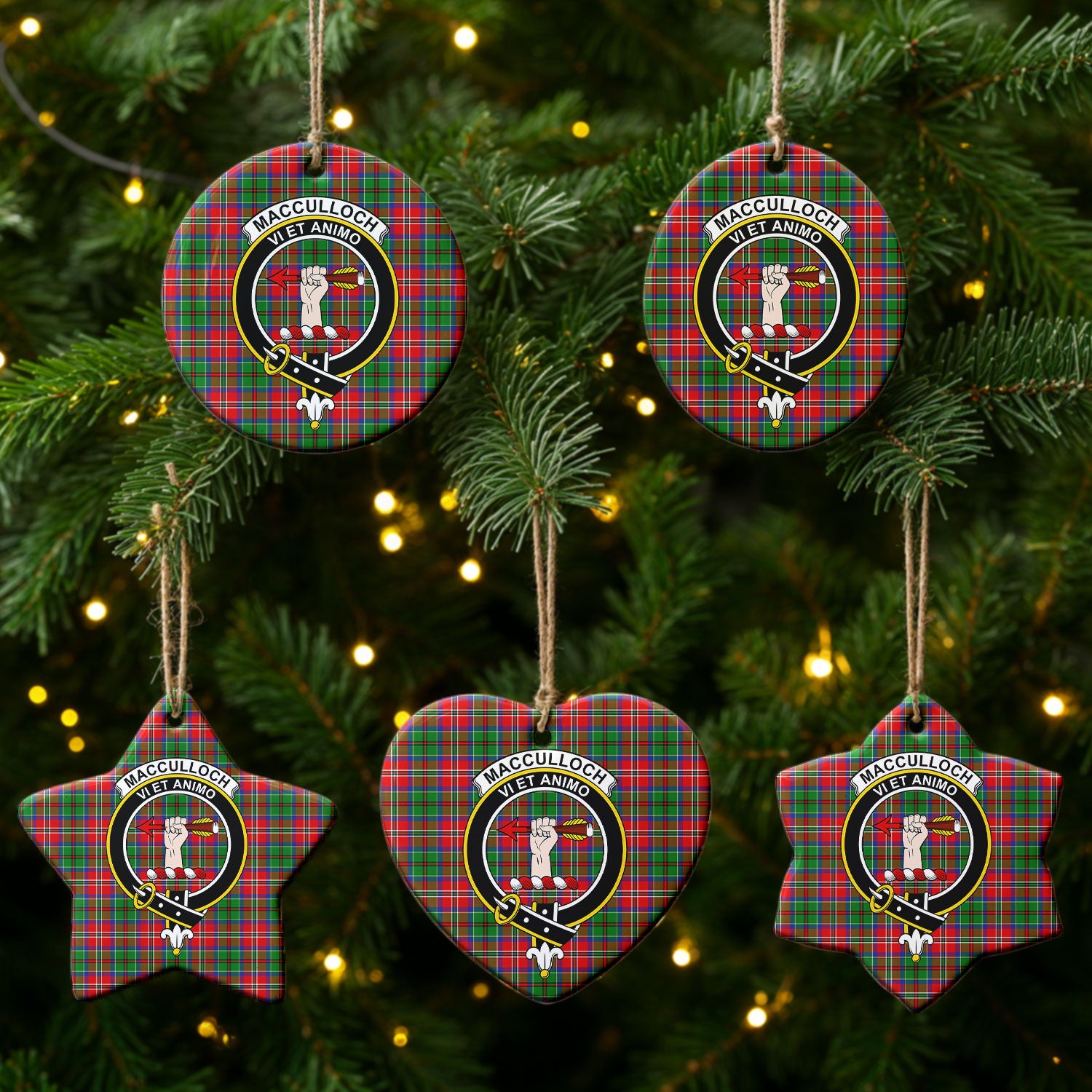 MacCulloch (McCulloch) Tartan Crest Christmas Ceramic Ornament